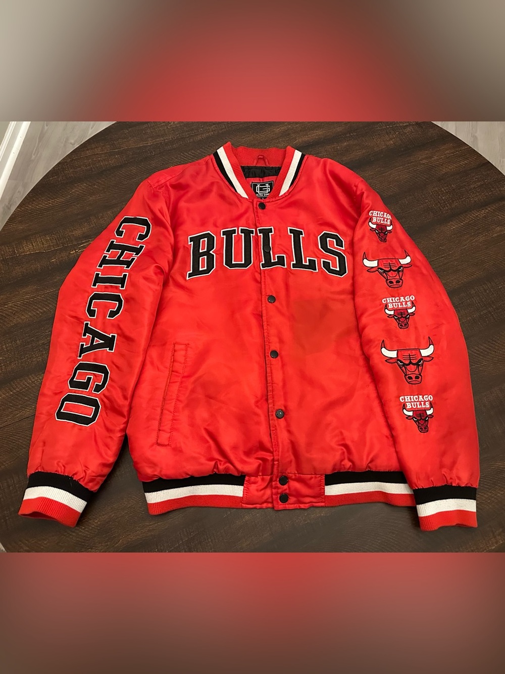 NBA Ultra Game Men's L Chicago Bulls Bomber Varsity Snap Up Jacket - Picture 1 of 14